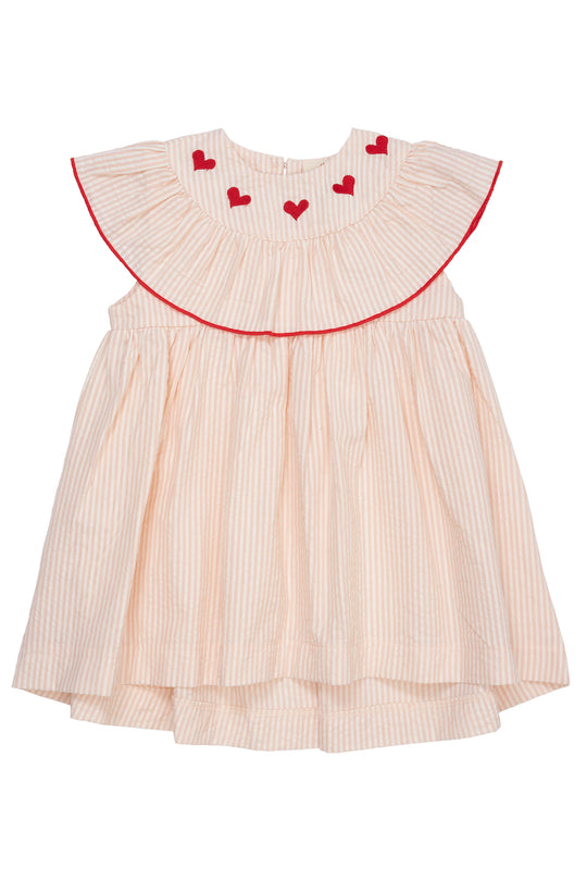 Copenhagen Colors Kjole med hjerter - Dusty Rose/Cream stripe