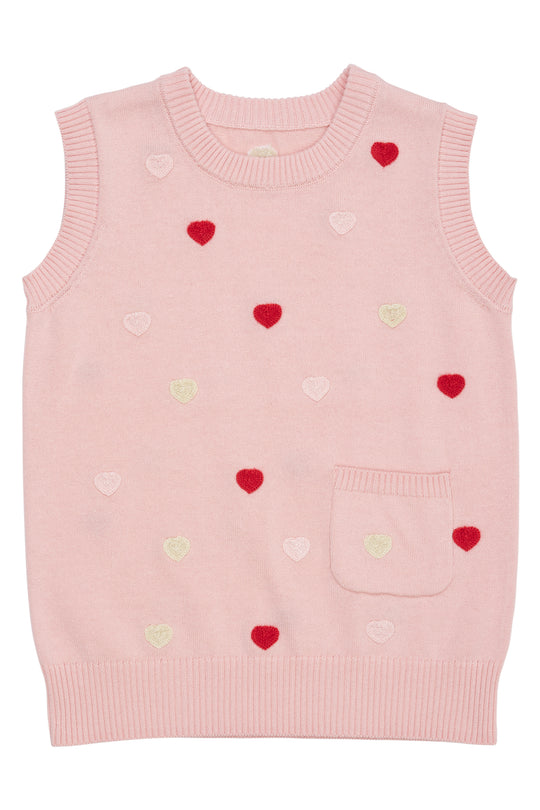 Copenhagen Colors Strik Vest med hjerter - Dusty Rose