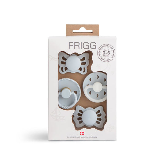 FRIGG Baby's First pacifier 4-pack Moonlight Sailing - Powder Blue