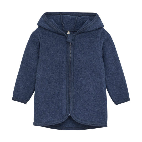 Huttelihut  Babyjakke m. øre - Navy Melange