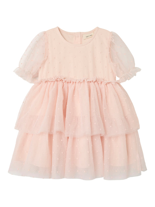 Lil Atelier Frilla Loose Tulle Dress - Peach Blush