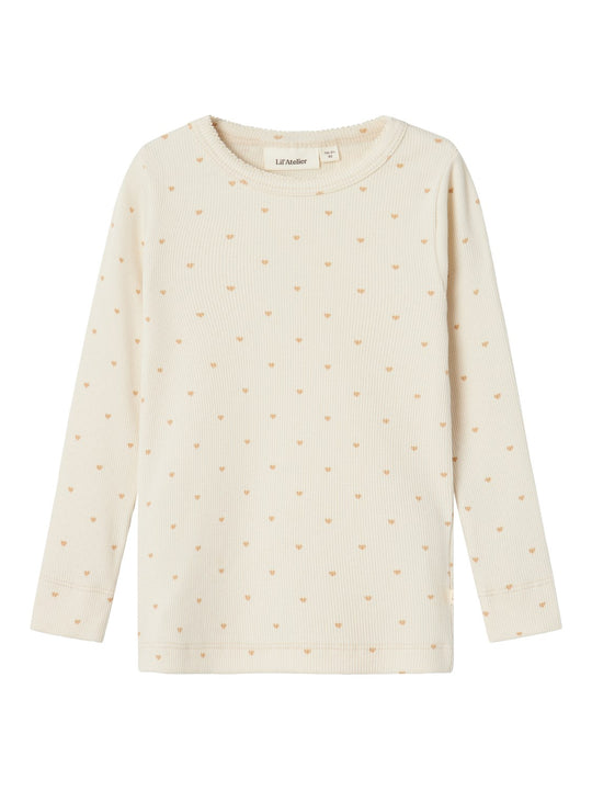 Lil Atelier Gago Slim Shirt med Hjerter - Turtledove