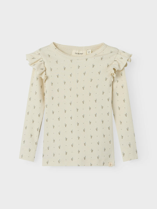 Lil Atelier Gago Kuo Slim Shirt - Turtledove/Blue Flowers