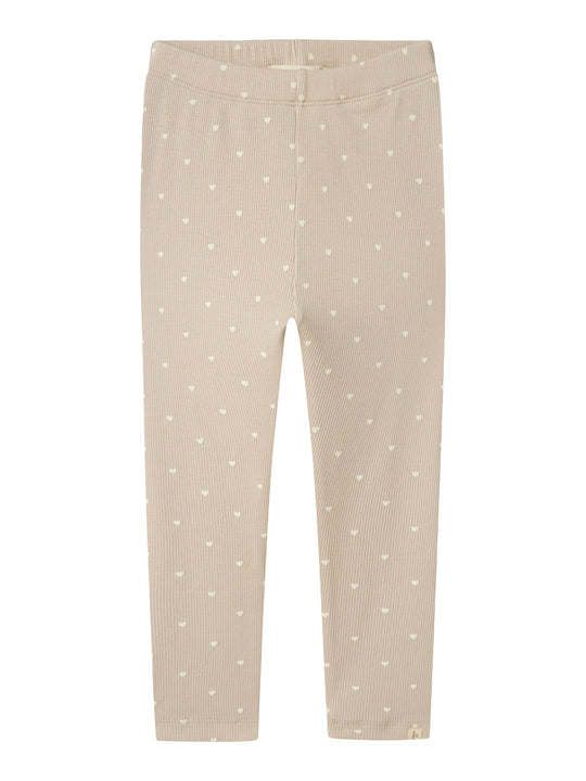 Lil Atelier Gago Slim Leggings med Hjerter - Gray Morn Heart