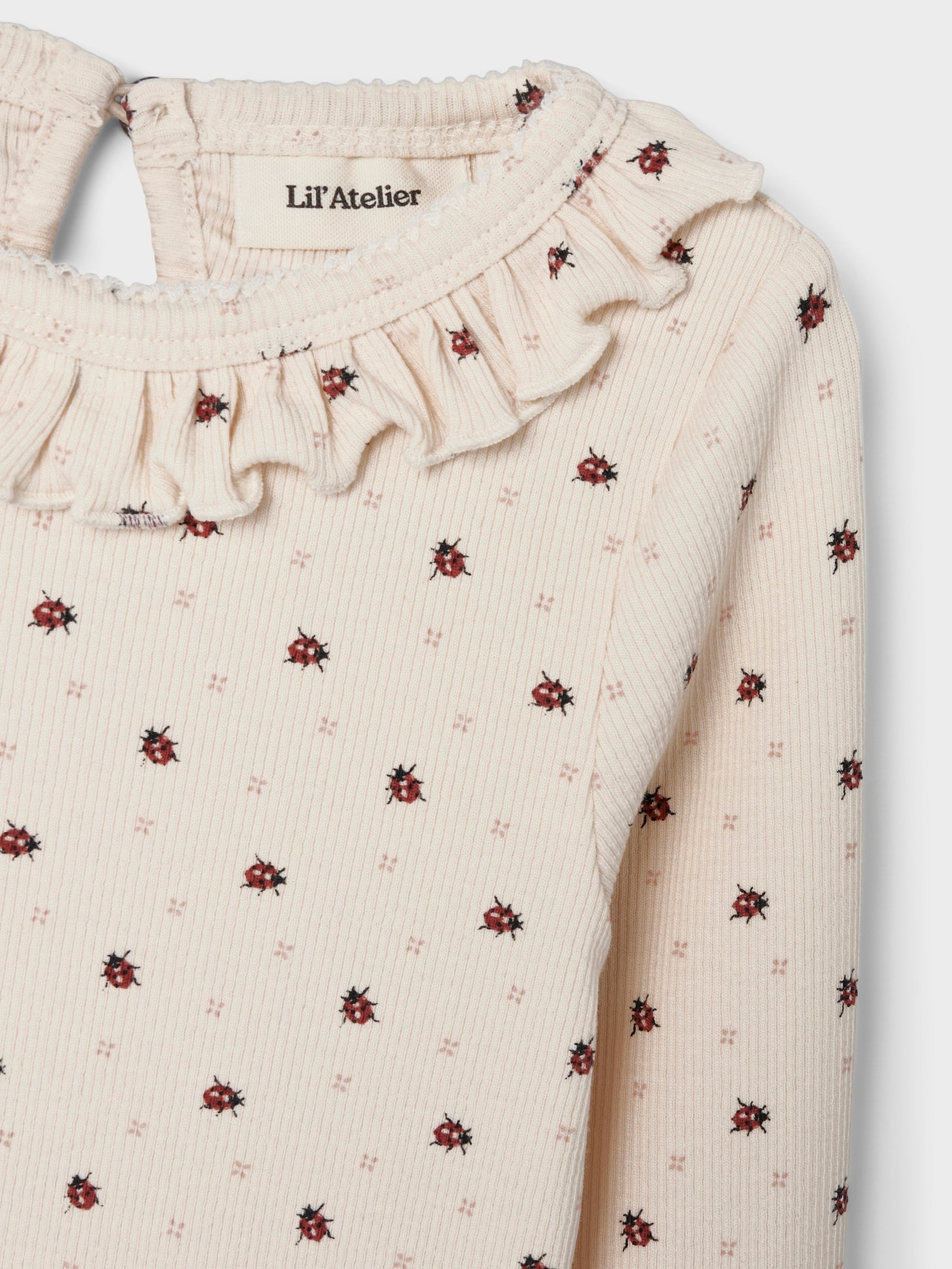 Lil Atelier Gago Kna Slim Top med Mariehøne - Whitecap Gray