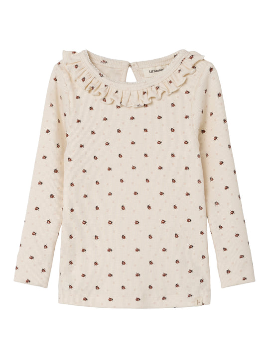 Lil Atelier Gago Kna Slim Top med Mariehøne - Whitecap Gray