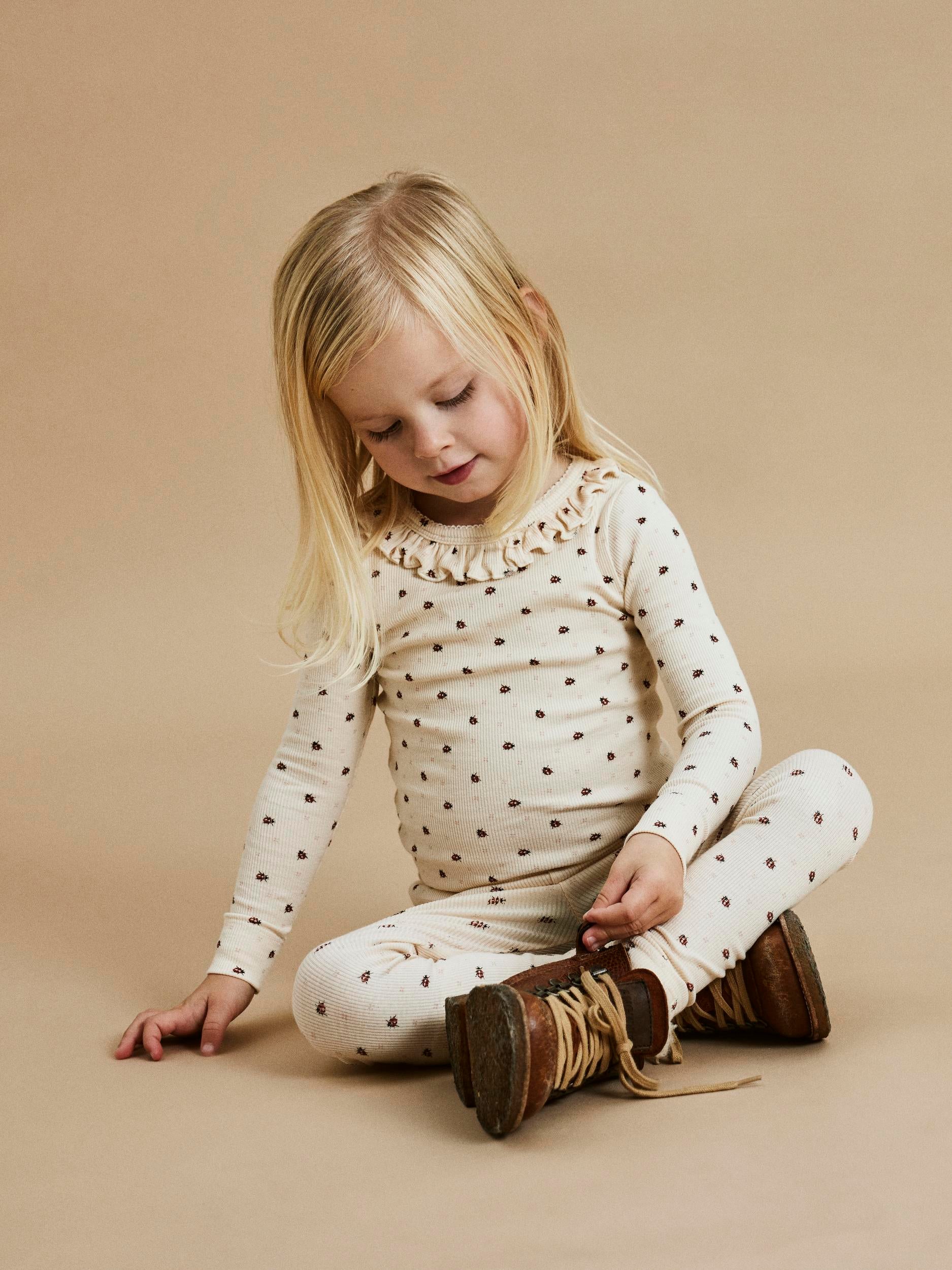 Lil Atelier Gago Kye Slim Leggings med Mariehøne - Whitecap Gray