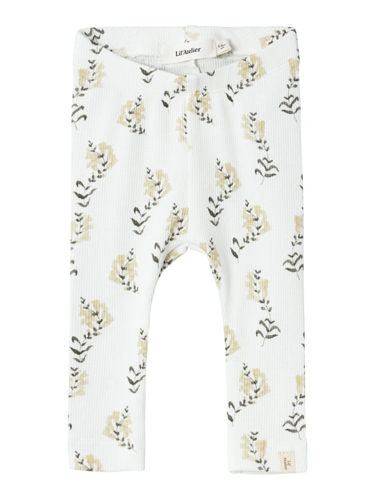 Lil Atelier Gavo Leggings - Coconut Milk/Yellow Flower