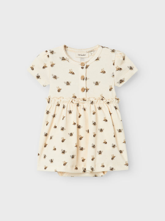 Lil Atelier Gavo Kin Body Kjole med Humlebi - Turtledove