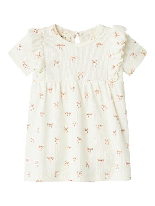 Lil Atelier Gavo Ene Body Kjole med Sløjfer - Coconut Milk