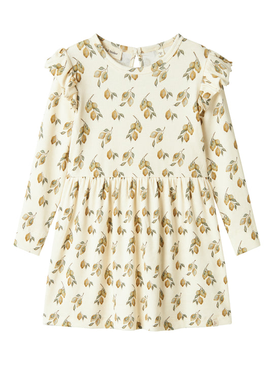 Lil Atelier Gavo Enk Dress - Turtledove/Lemon