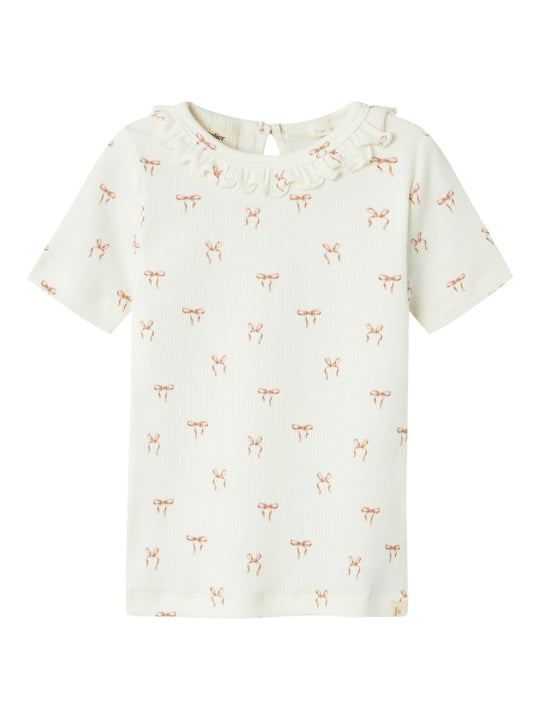 Lil Atelier Gavo Esi Slim Shirt med sløjfer - Coconut Milk