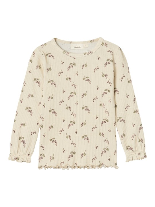 Lil Atelier Gio Bim Slim Top - Birch/Berries