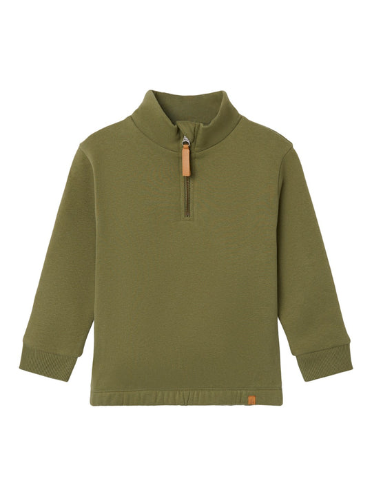 Lil Atelier London Half Zip Sweat Shirt - Loden Green