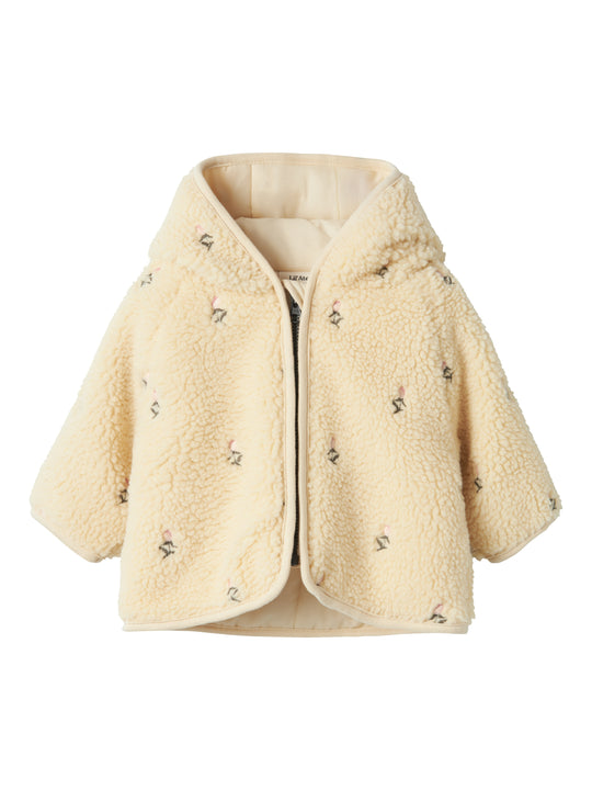Lil Atelier Nalo Loose Sherpa Jakke - Bleached Sand