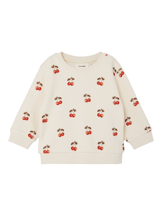Lil Atelier Ronja Sweat Shirt med Kirsebær -  Whitecap Gray