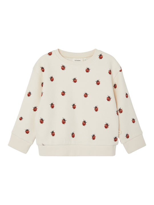 Lil Atelier Ronja Sweat Shirt med Mariehøne -  Whitecap Gray