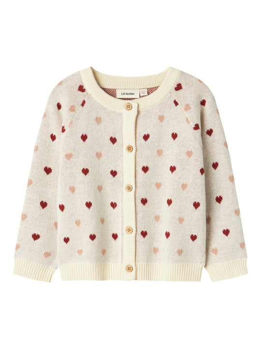 Lil Atelier Saran Knit Cardigan Heart - Turtledove