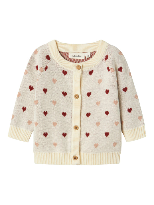 Lil Atelier Saran Knit Cardigan Heart - Turtledove