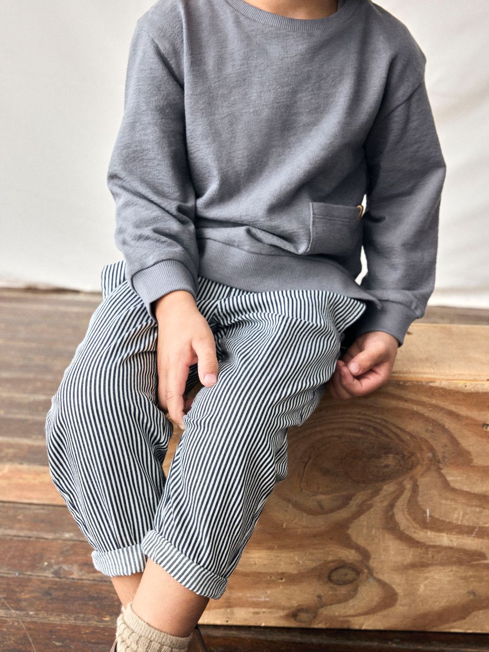 Lil Atelier Kasper Loose Twill Pants - Dark Blue Denim