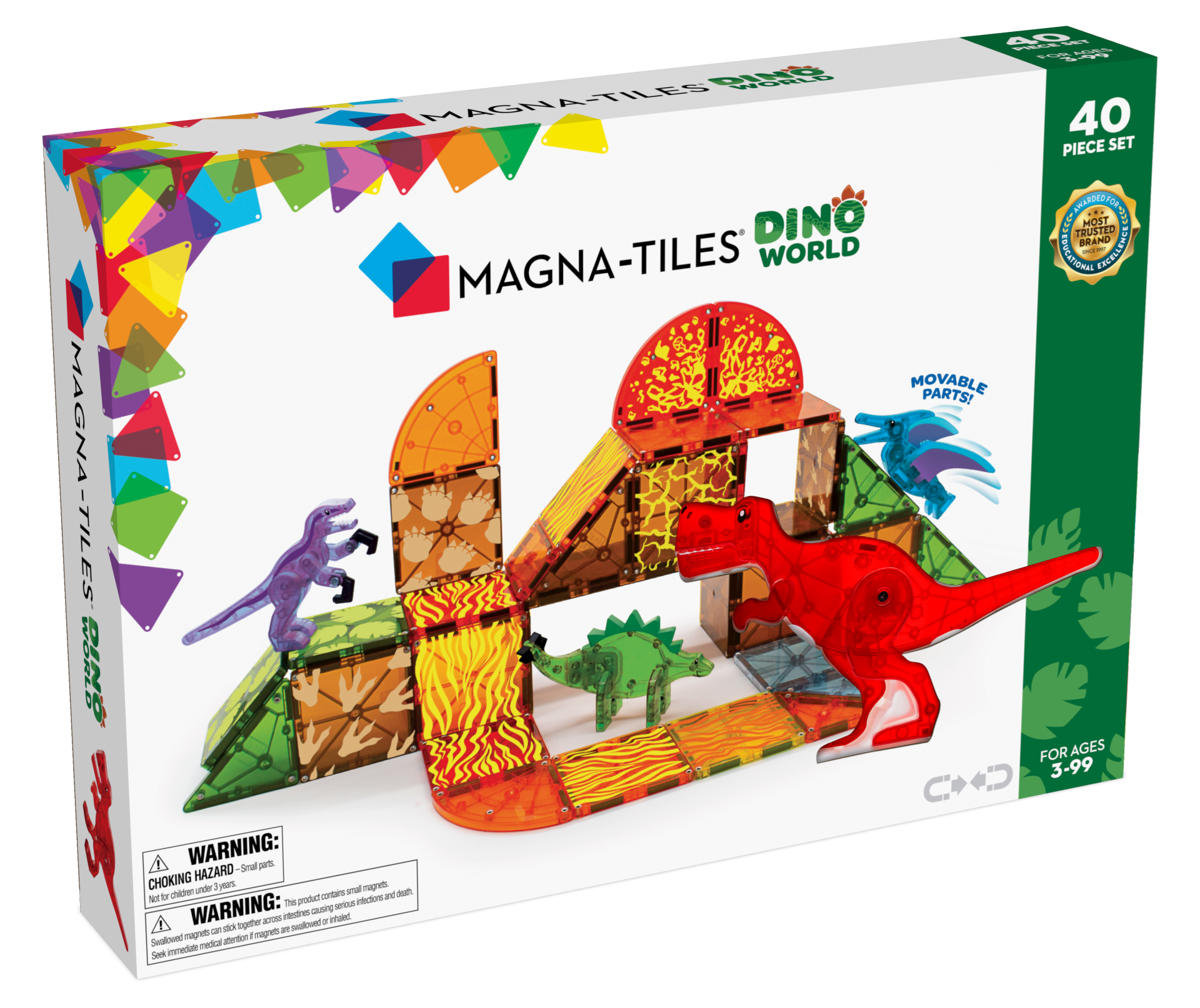 Magna-Tiles Magnetisk Legetøj - Dino Verden - 40 dele