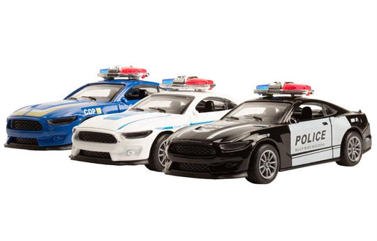 Magni Politibil med pullback - Sort, hvid & blå