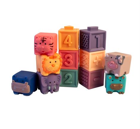 Magni Stabelklodser med tal & dyr - 12 stk.