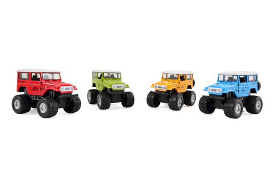 Magni  Monster Truck med Pull back - Rød, Grøn, Blå & Gul