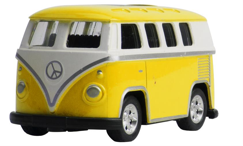 Magni VW Classic bus california med pull back - Blå, Gul, Grøn & Rød