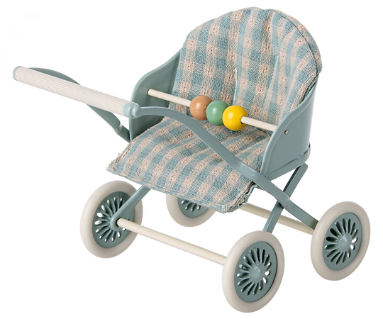 Maileg Klapvogn Baby Mus - Blå