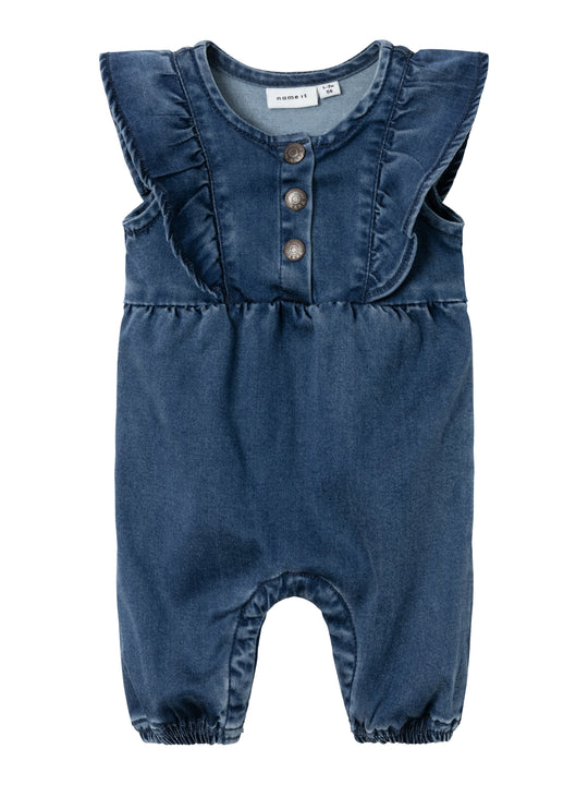 Name It Asta Frill Denim Overall - Dark Blue Denim