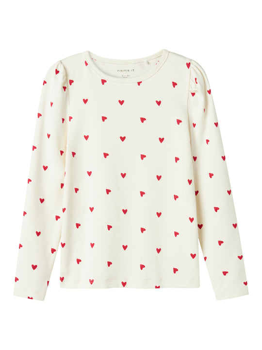 Name It Heart Top - Cloud Dancer