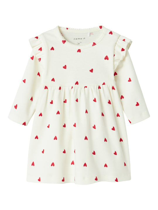 Name It Heart Dress - Cloud Dancer