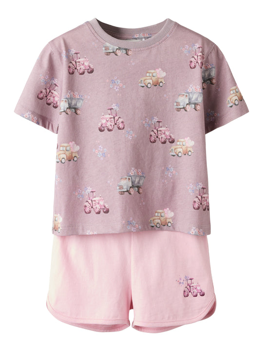 Name It Helga Shorts Sæt - Elderberry/Cameo Pink Shorts
