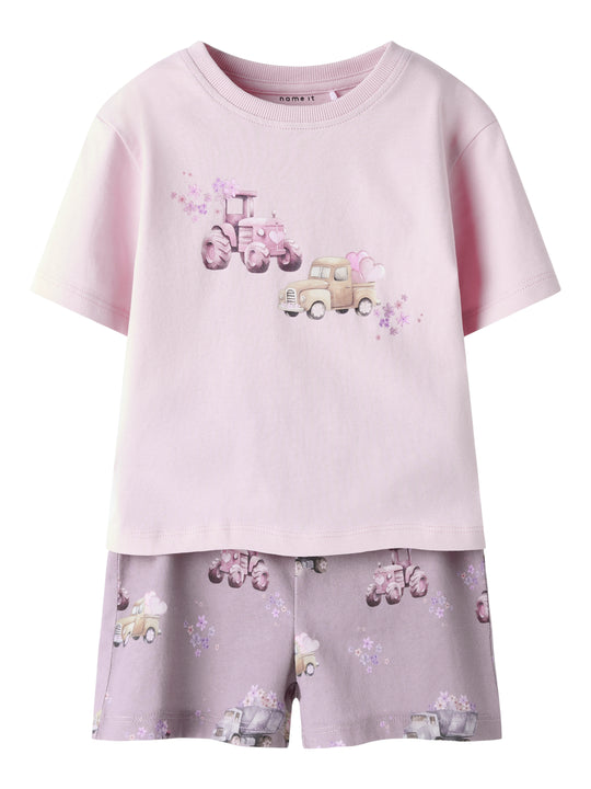 Name It Helga Shorts Sæt - Cameo Pink/Elderberry Shorts