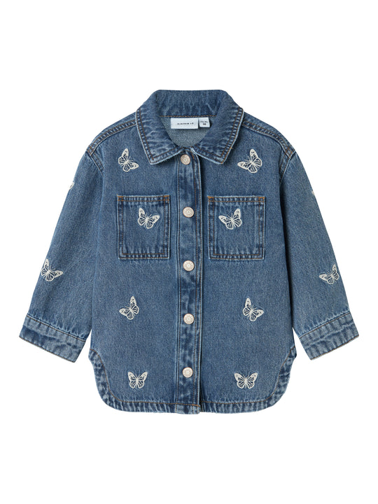Name It Nina Denim Jacket - Medium Blue Denim/Butterfly