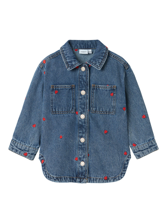 Name It Nina Denim Jacket - Medium Blue Denim/Heart