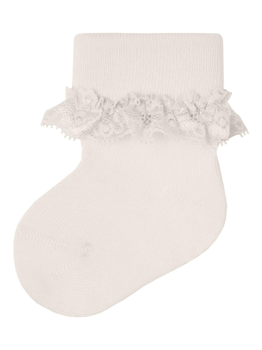 Name It Opagna Strømpe med Blondekant - Bright White
