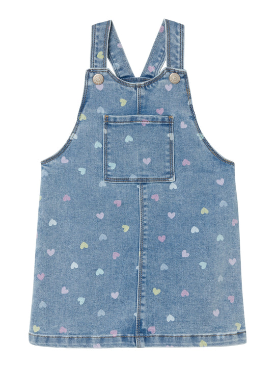 Name It Rosa Denim Spencer Dress -  Medium Blue Denim Hearts