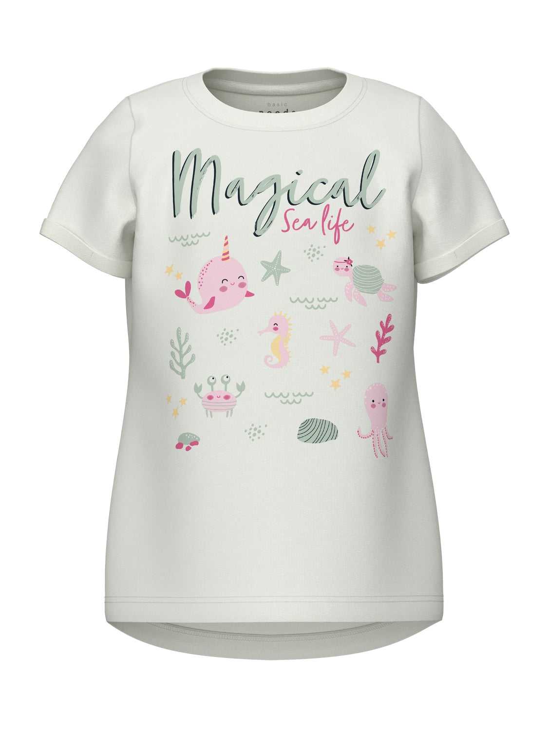 Name It Vix T-shirt - Bright White Magical Sealife