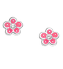 Blomster Ørestikker Sølv - Deep Pink