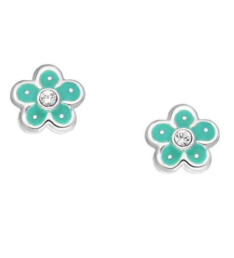 Blomster Ørestikker Sølv - Green