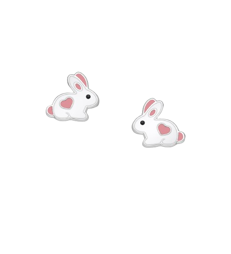 Kanin Ørestikker Sølv - Lyserød