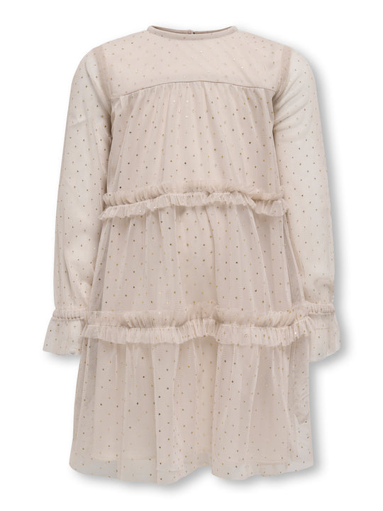 Only Mini Adaline Gold Dot Dress - Silver Gray