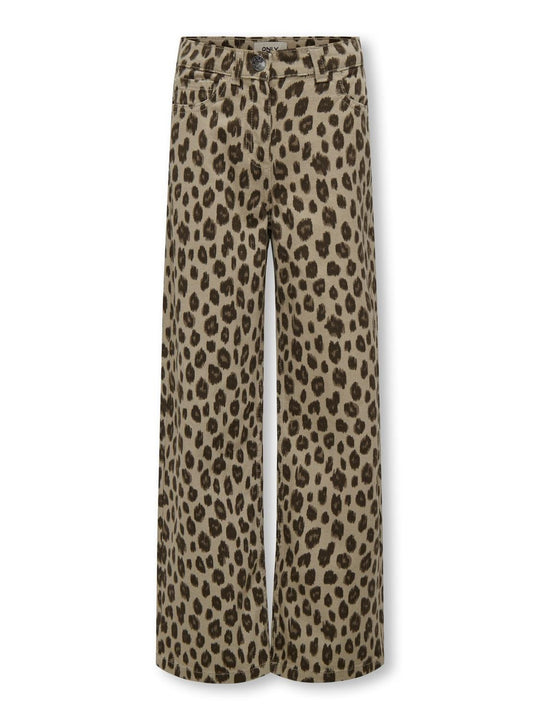 Only Mini Leo Wide Pants - Beige/Leo