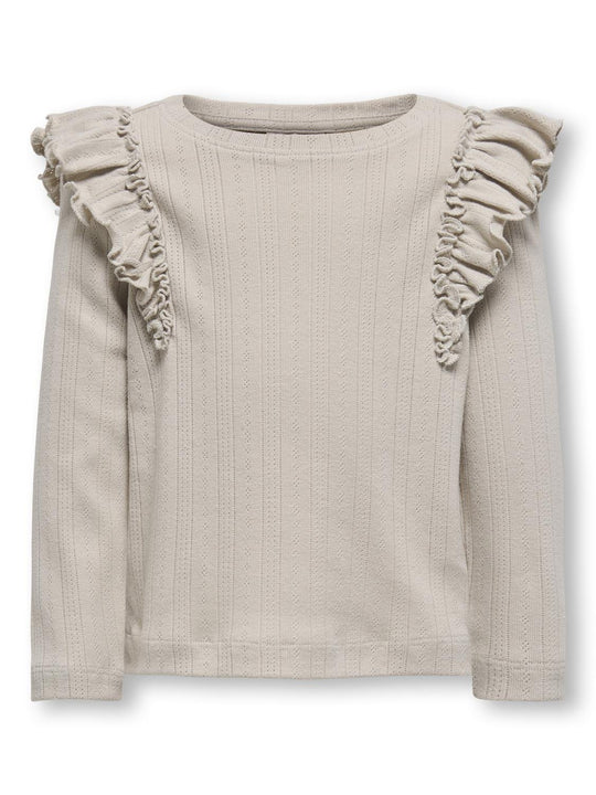 Only Mini Alice Life Frill Top - Silver Gray