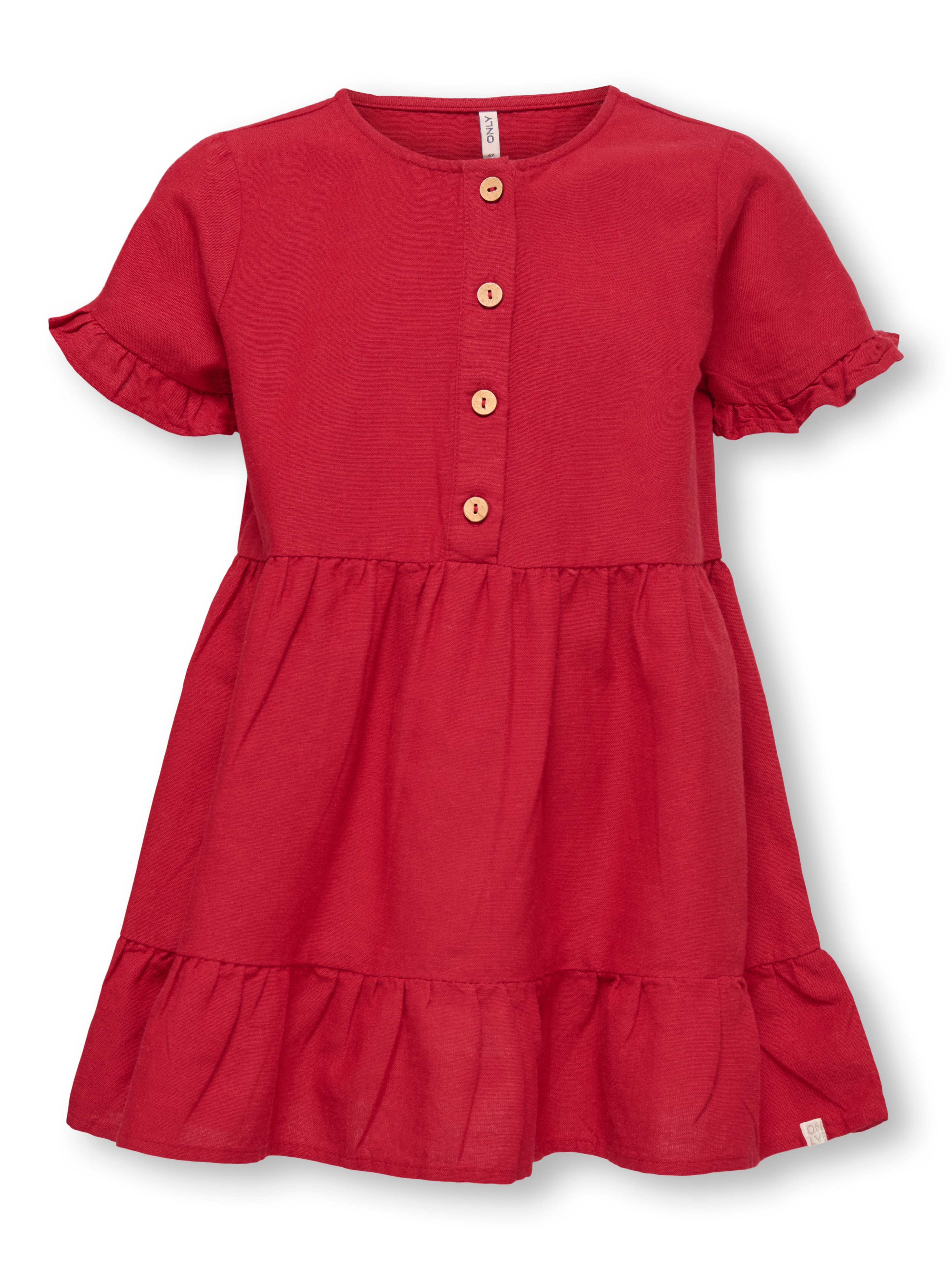 Only Mini Annabell Linen Dress - Equestrian Red