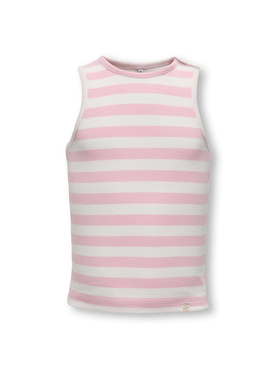 Only Mini Kenya Rib Tank Top - Roseate Spoonbill/Cloud Dancer