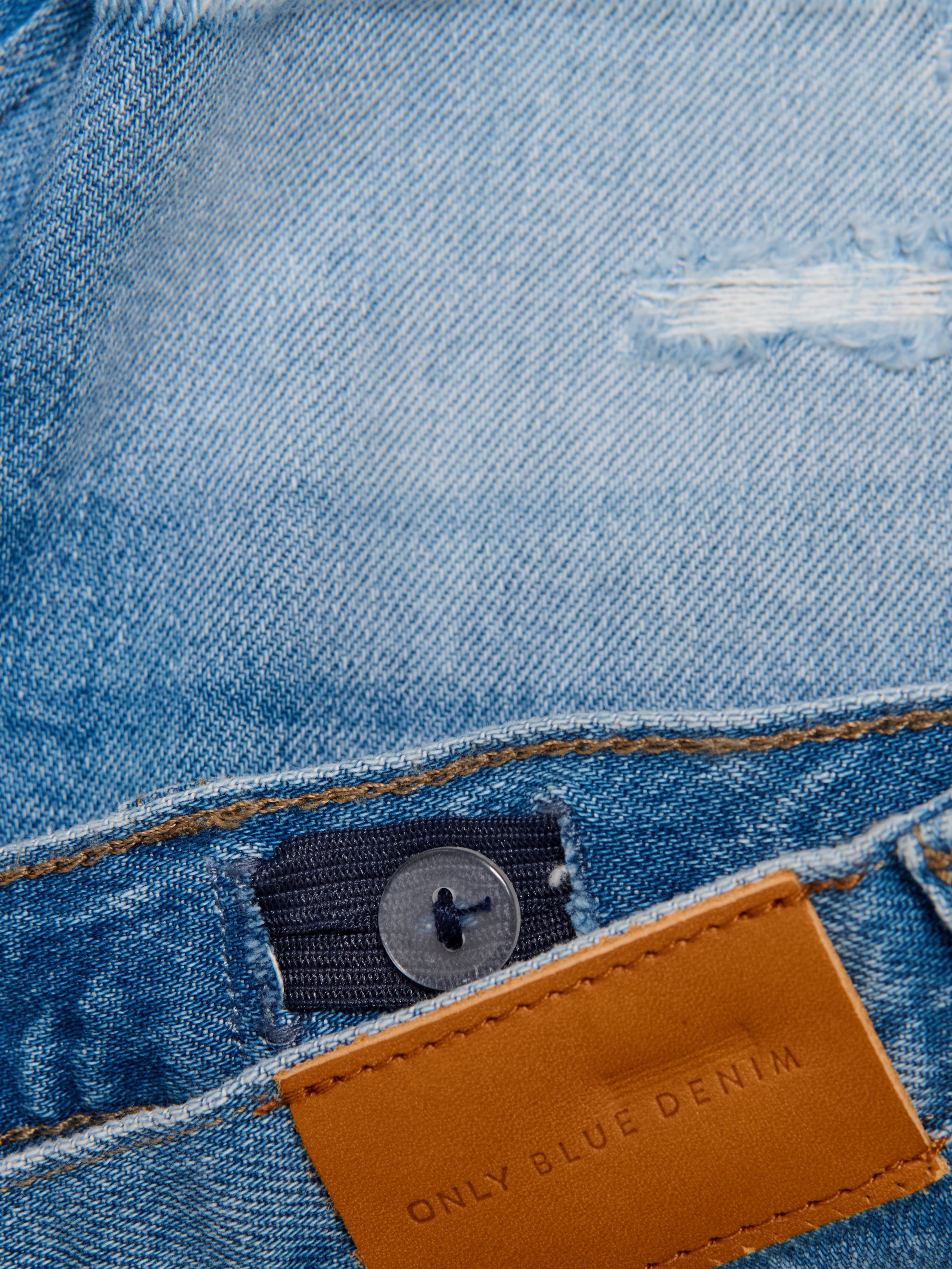 Only Mini Robyn Vintage Palm Denim Shorts - Light Blue Denim