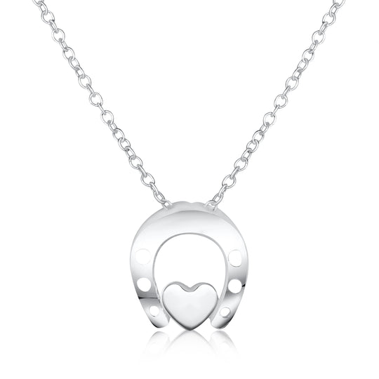 Halskæde med Hestesko med Hjerte i Sølv
